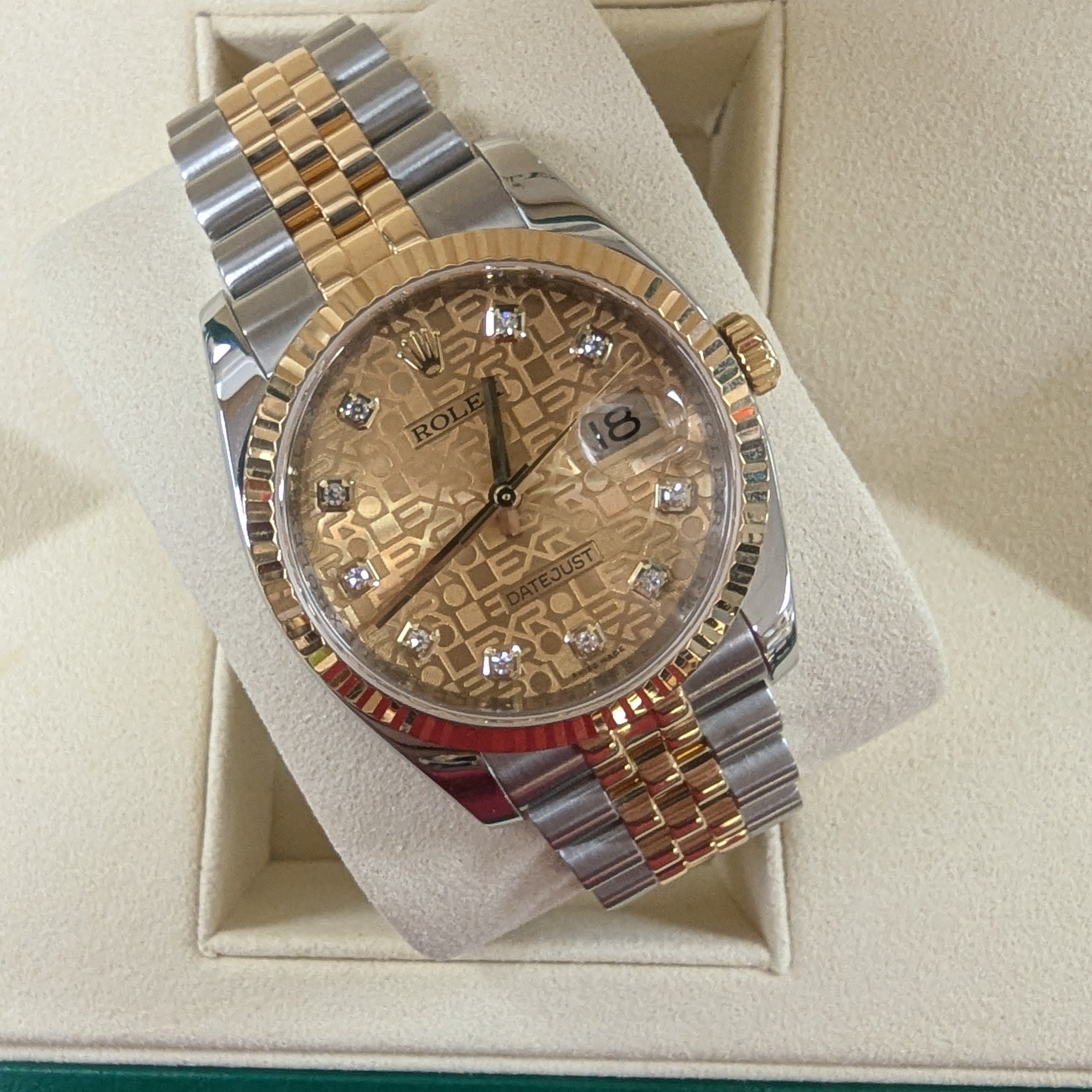 Rolex DateJust Two Tone 36mm, Champagne + Diamond Anniversary Dial (Ref. 116233)