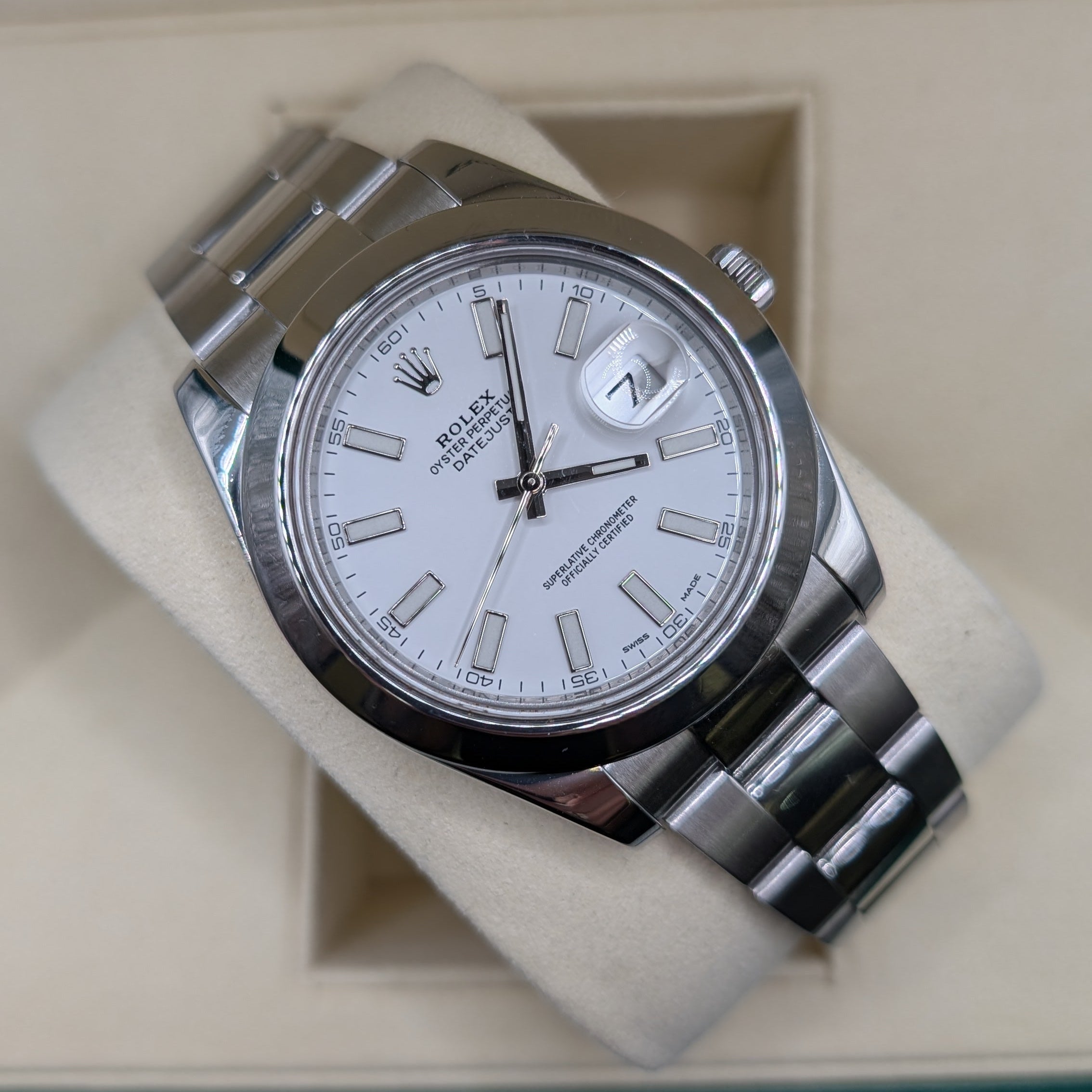 Rolex DateJust II, White Stick, Smooth Bezel 41mm (Ref. 116300)