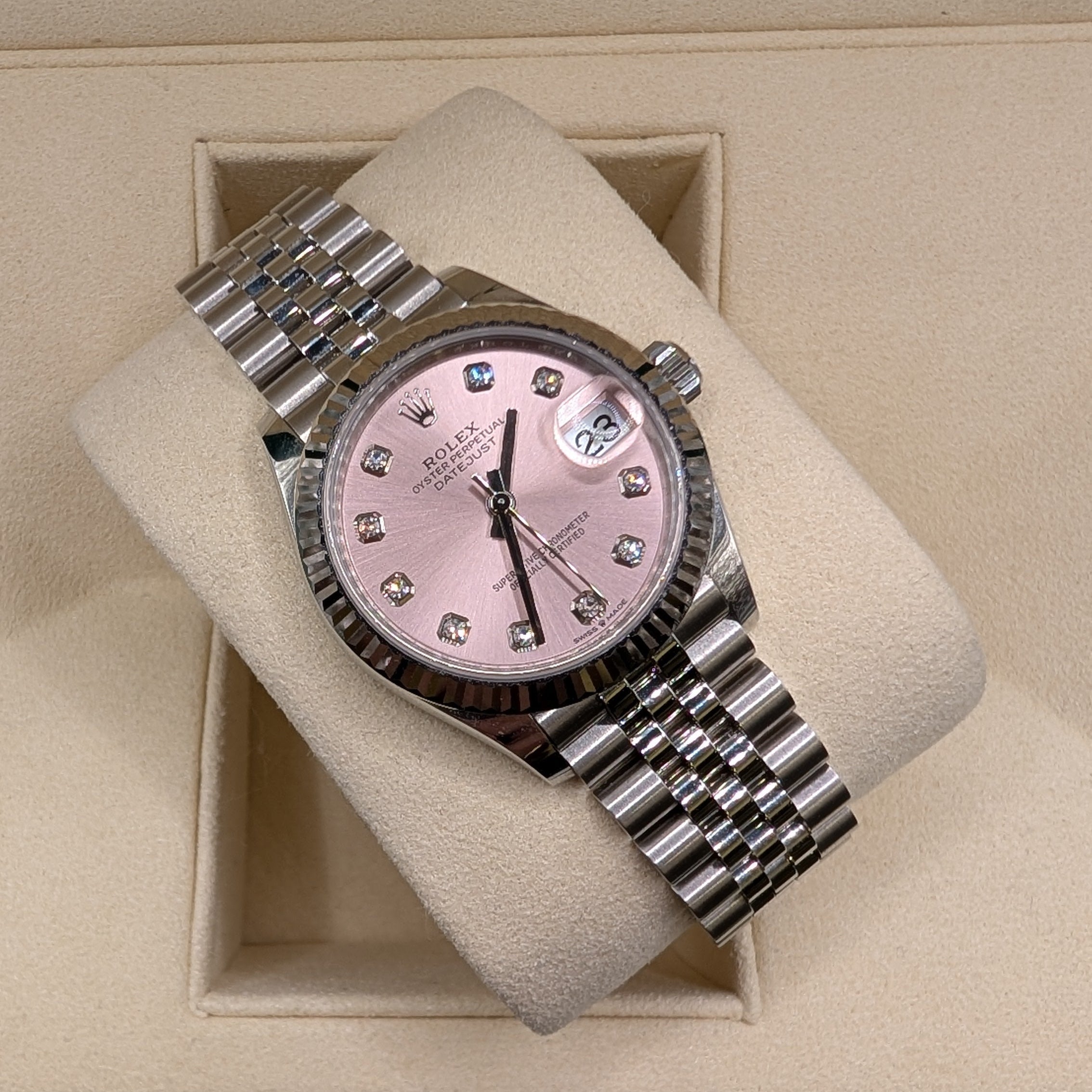 Rolex DateJust, 31mm Pink Dial with Diamonds (Ref. 278274)
