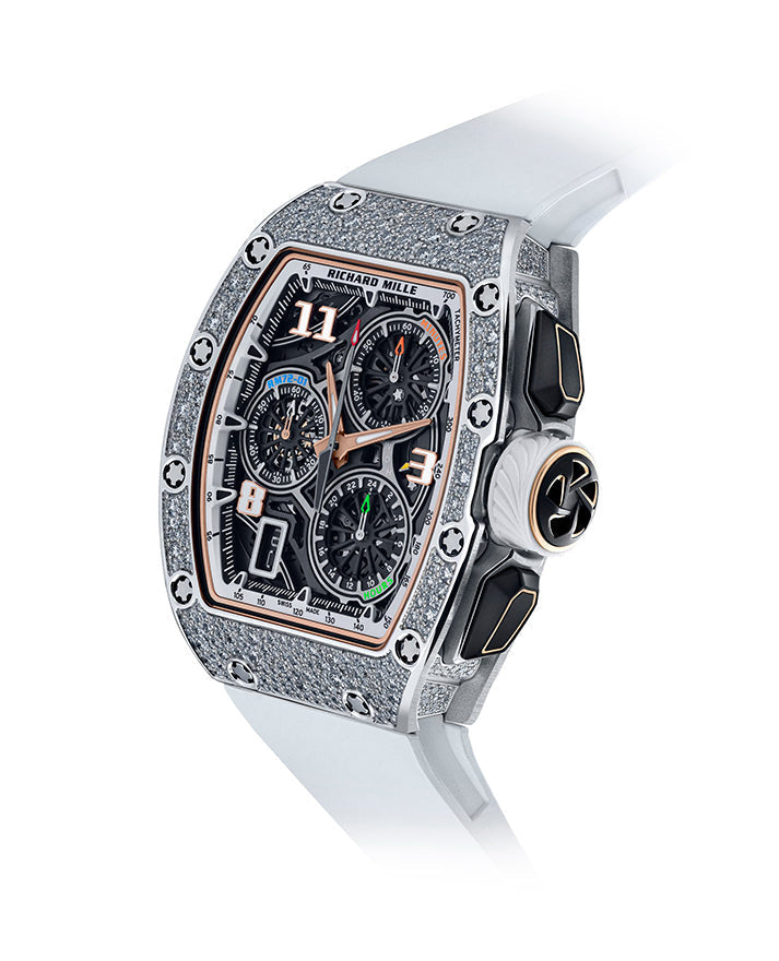 Richard Mille Lifestyle Flyback Chronograph White Gold & Snow Set Diamonds RM 72-01 - Like New