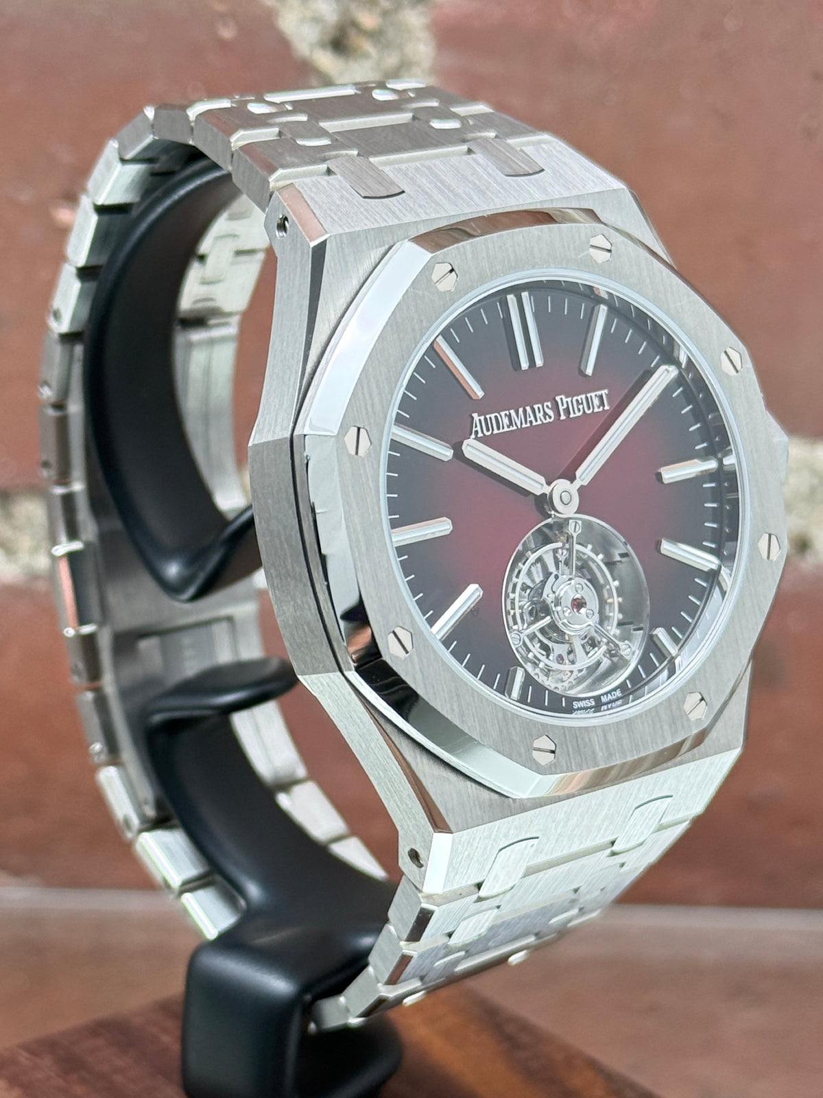Pre-owned Audemars Piguet Royal Oak Selfwinding Flying Tourbillon Burgundy 26730ST.OO.1320ST.05 | Steel Bordeaux