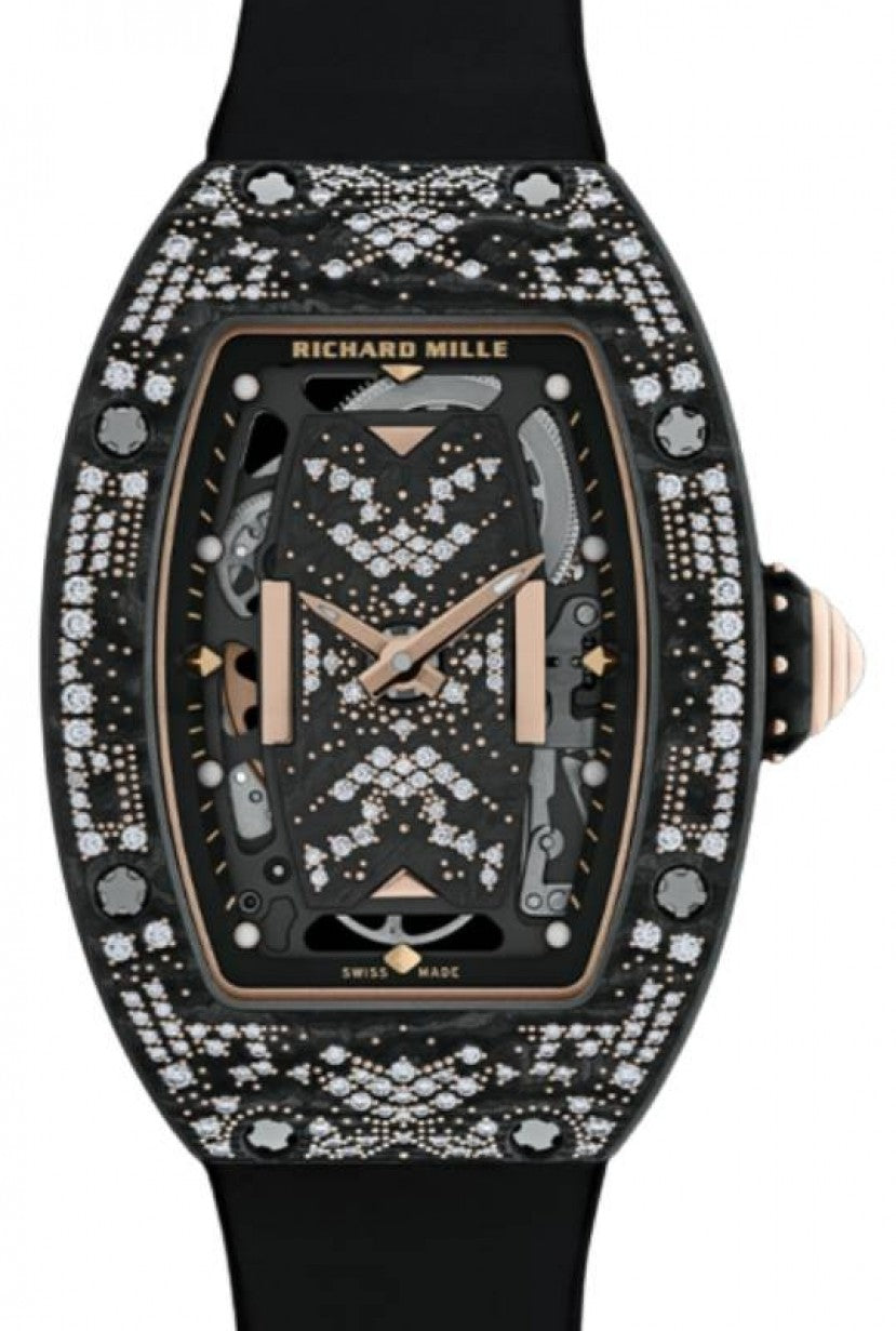 Richard Mille Automatic Winding Intergalactic Misty Night Carbon TPT Diamond Set Bezel RM 07-01 - Like New