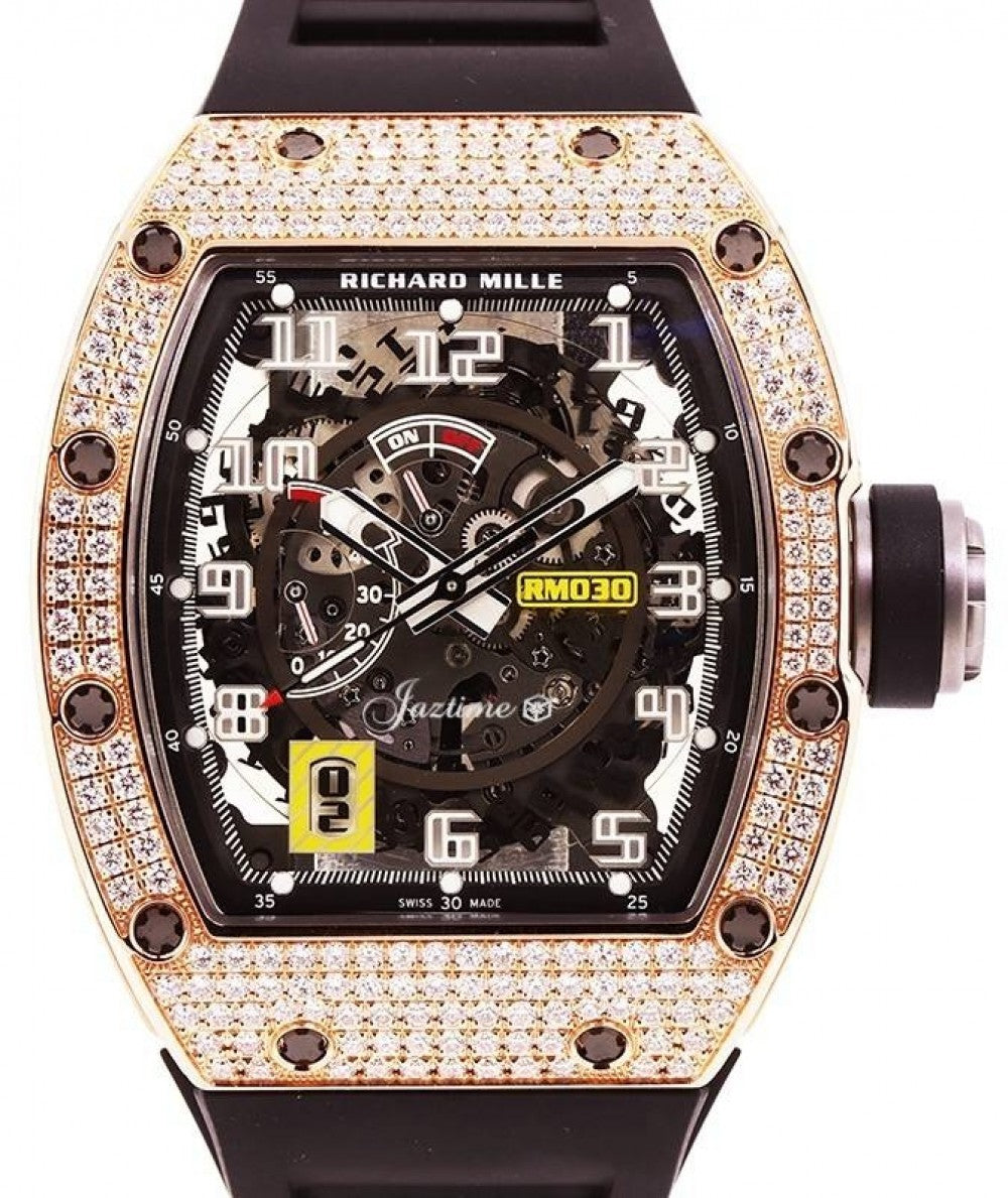 Richard Mille Automatic Winding with Declutchable Rotor Rose Gold Diamond Bezel RM 030 - Like New