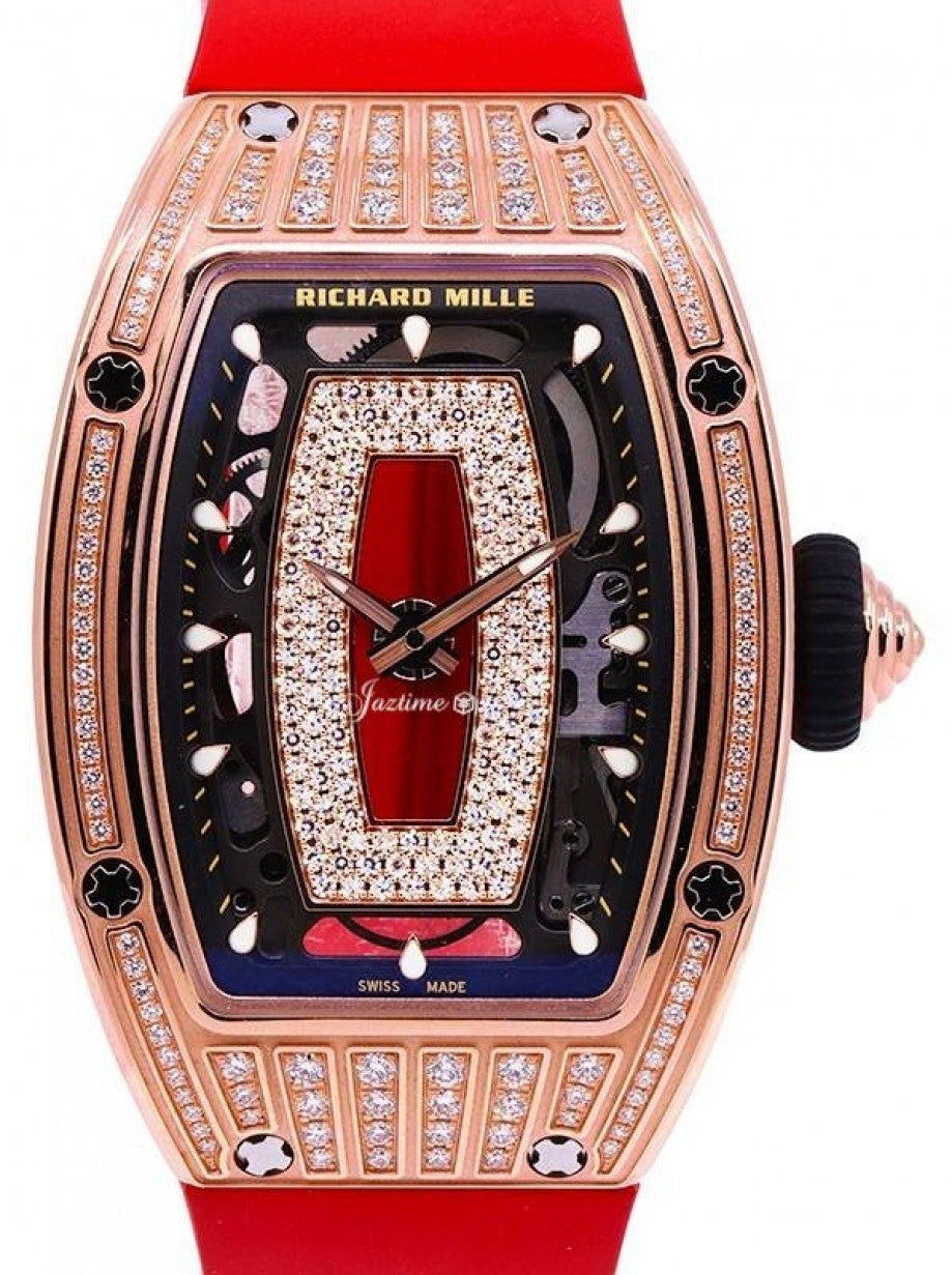 Richard Mille Lady Rose Gold Medium Set Diamond Jasper Dial RM 07-01 - Like New