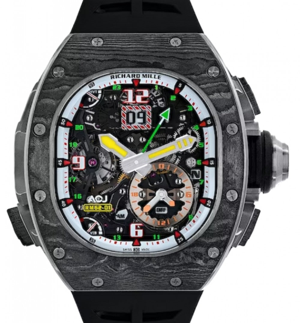 Richard Mille Manual Winding Tourbillon "Vibrating Alarm" ACJ Titanium/Carbon RM 62-01 - Like New