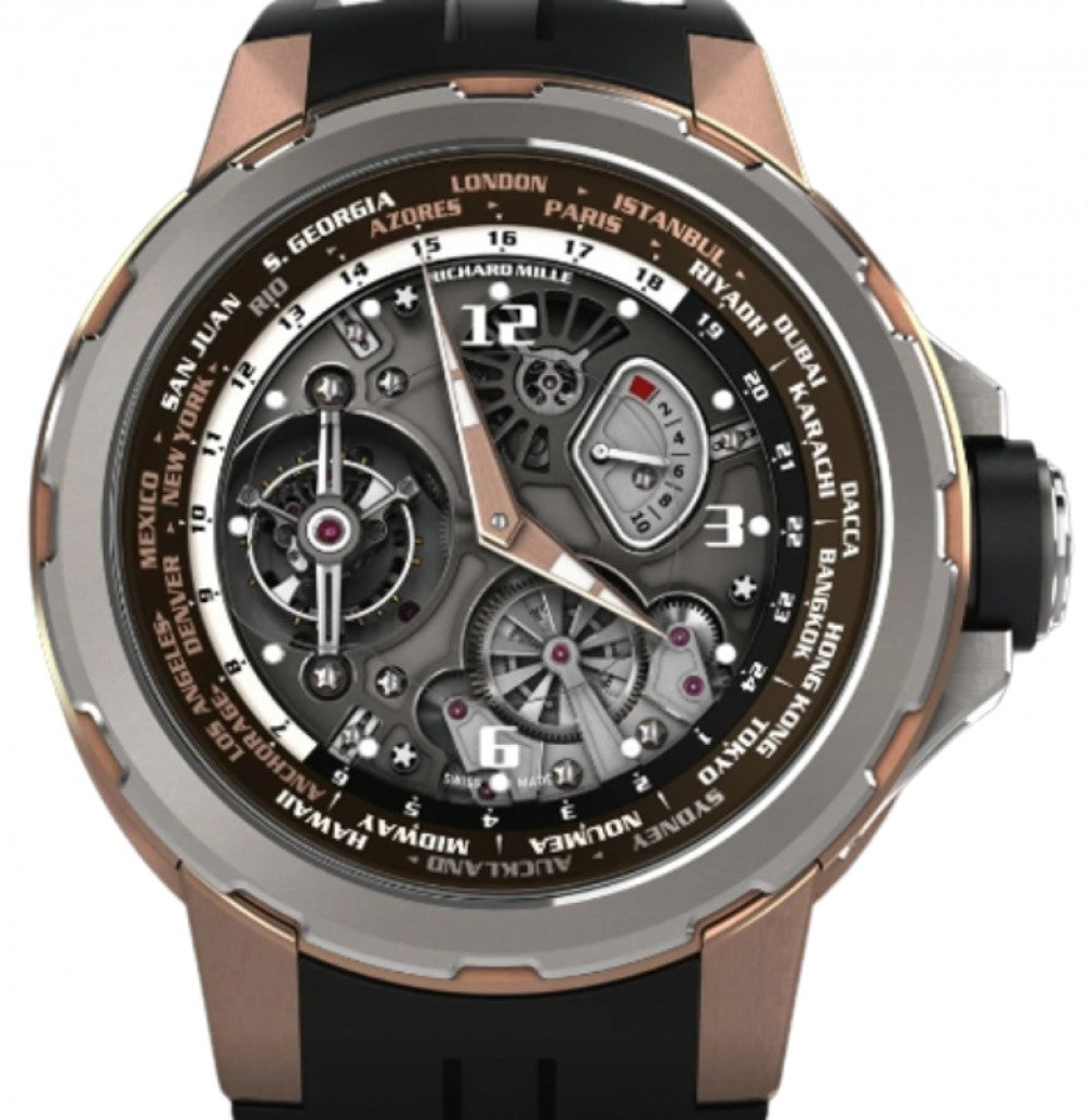 Richard Mille Manual Winding Tourbillon Worldtimer Jean Todt Red Gold/Titanium RM 58-01 - Like New