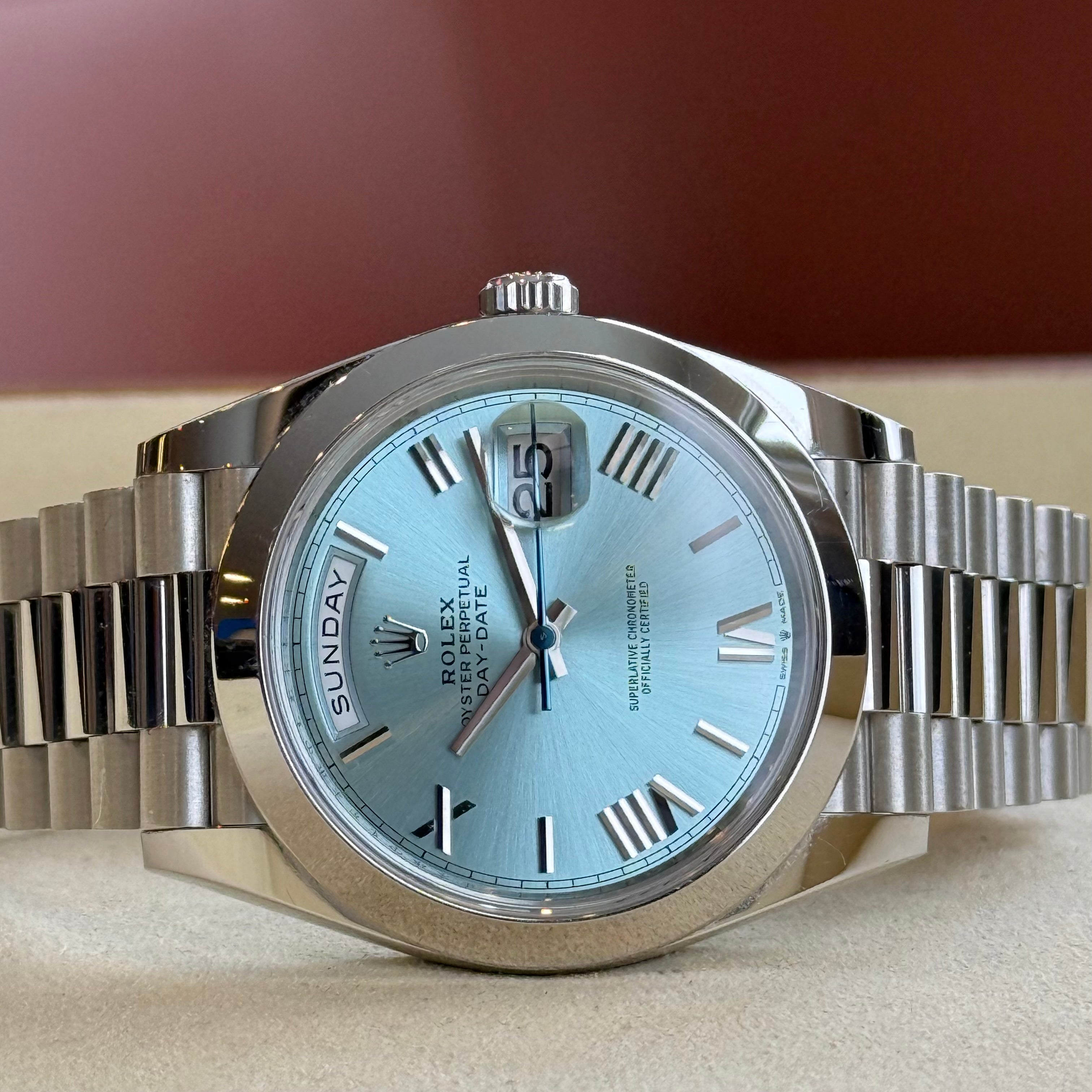 Rolex Day-Date 40 Ice Blue Roman Dial 228206
