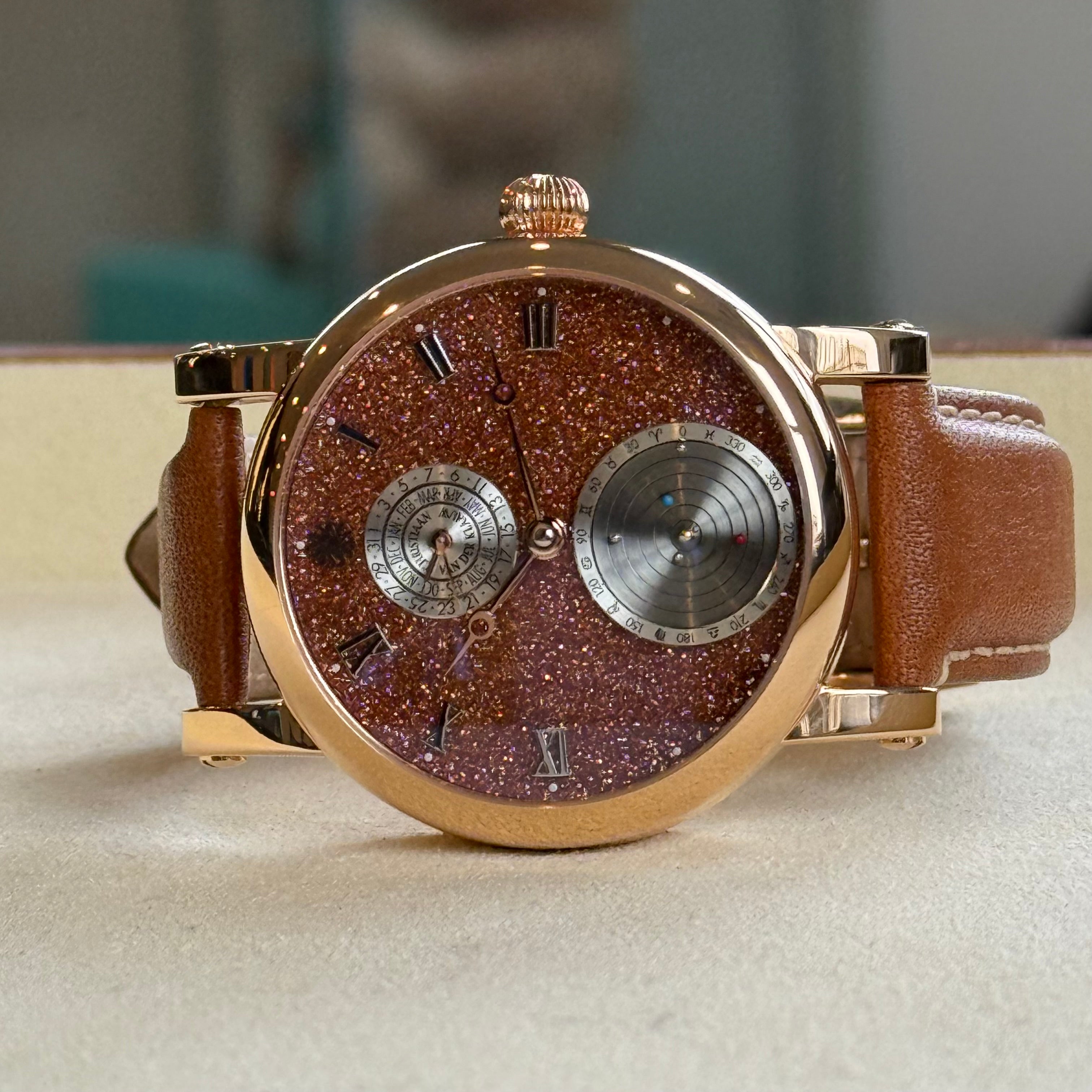 Christiaan Van Der Klaauw Planetarium Dunes of Mars Red aventurine glass with rodiumnized roman numerals Dial CKPM1105