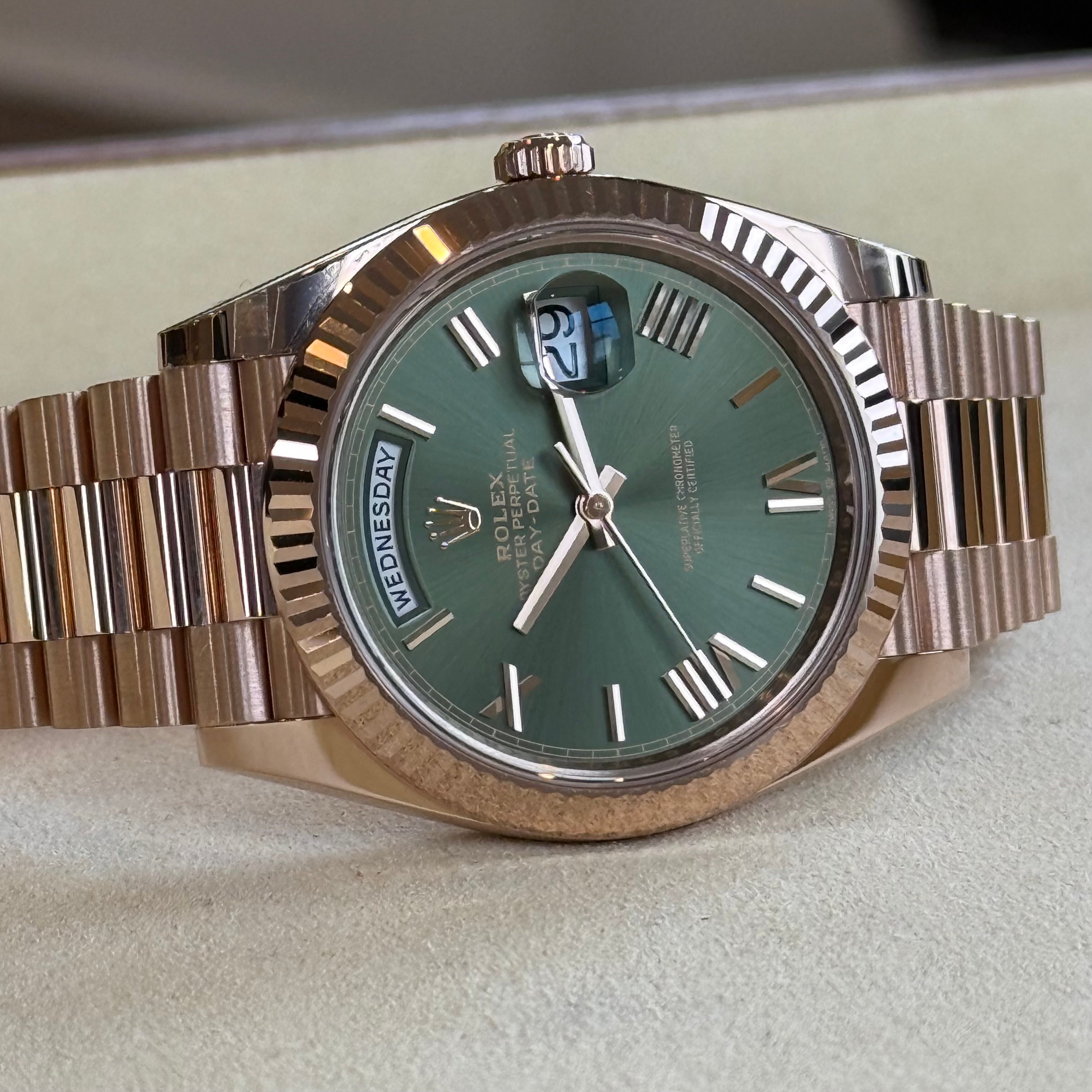 Rolex Day-Date 40 Olive Green Roman Dial 228235