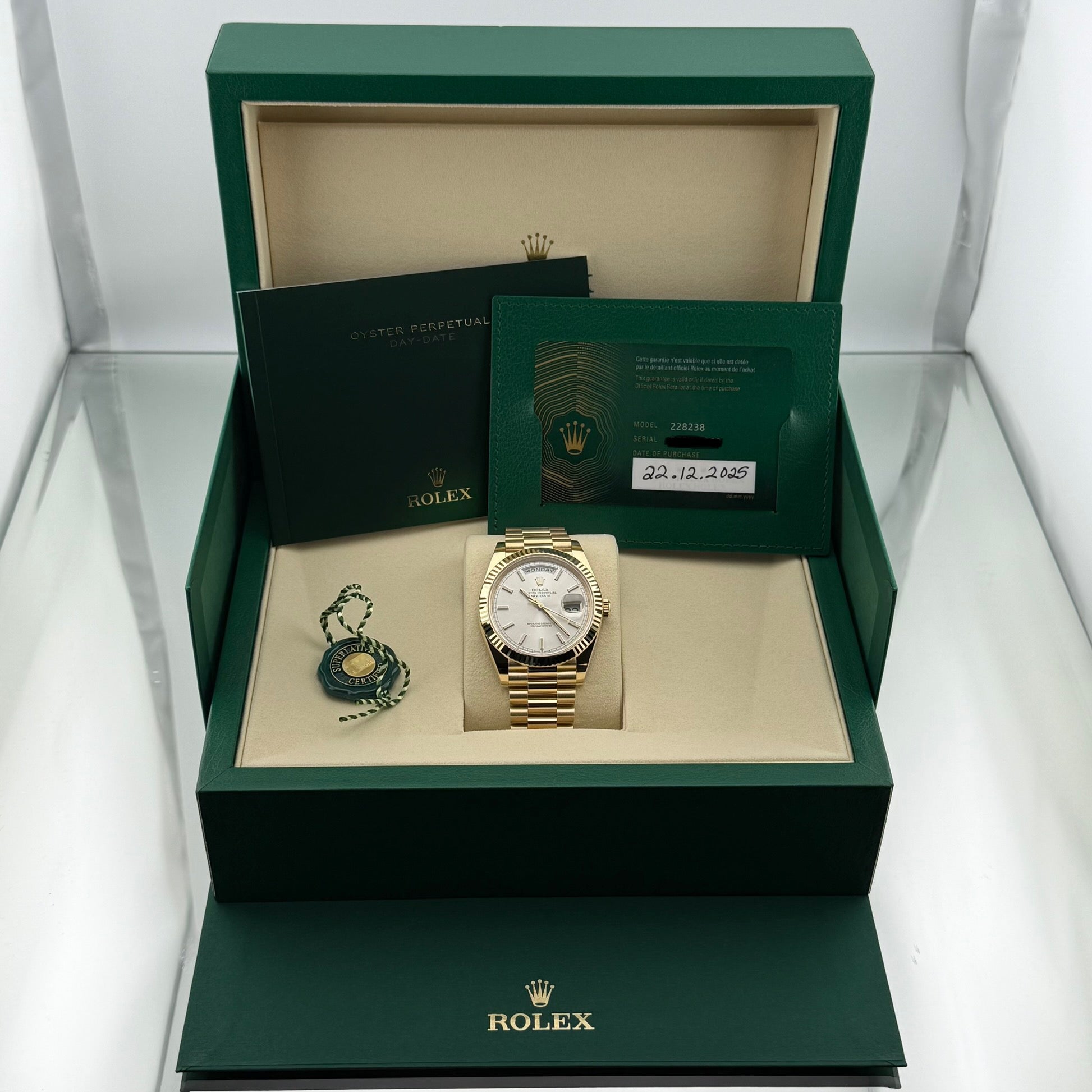 Rolex Day-Date 40 Silver Index Dial 228238