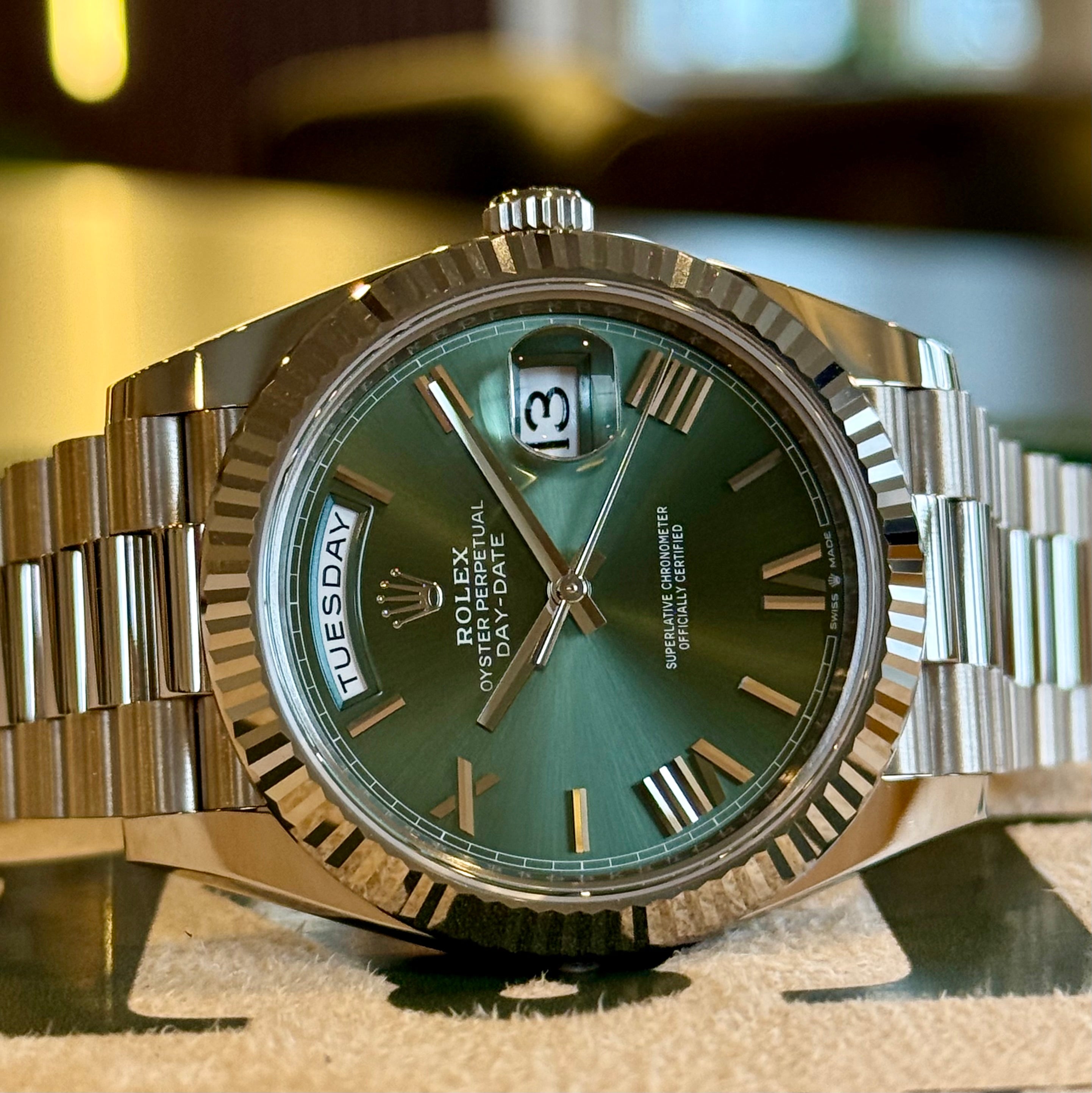Rolex Day-Date 40 Olive Green Bevelled Roman Dial 228239