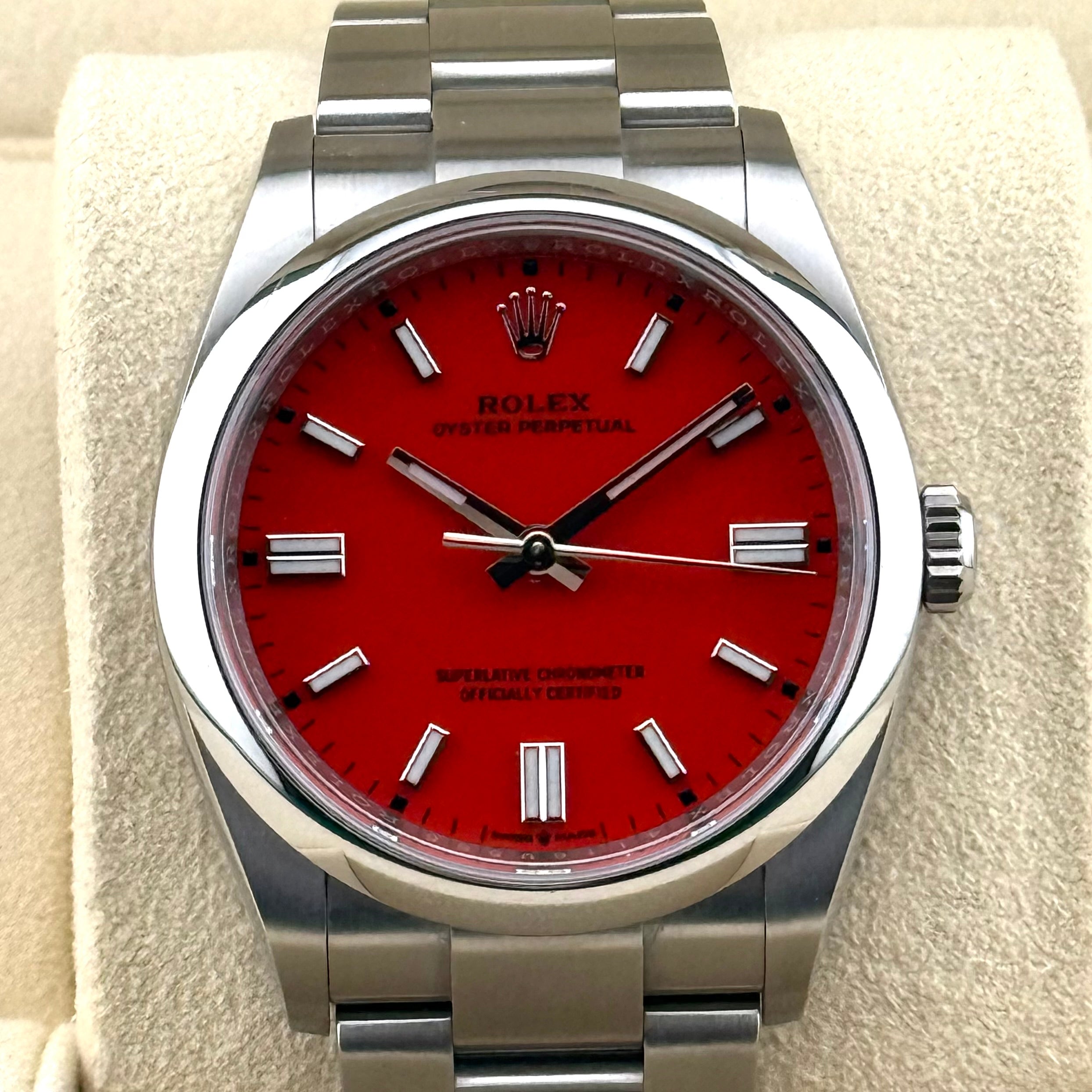 Rolex Oyster Perpetual 36 Coral Red Index Dial 126000