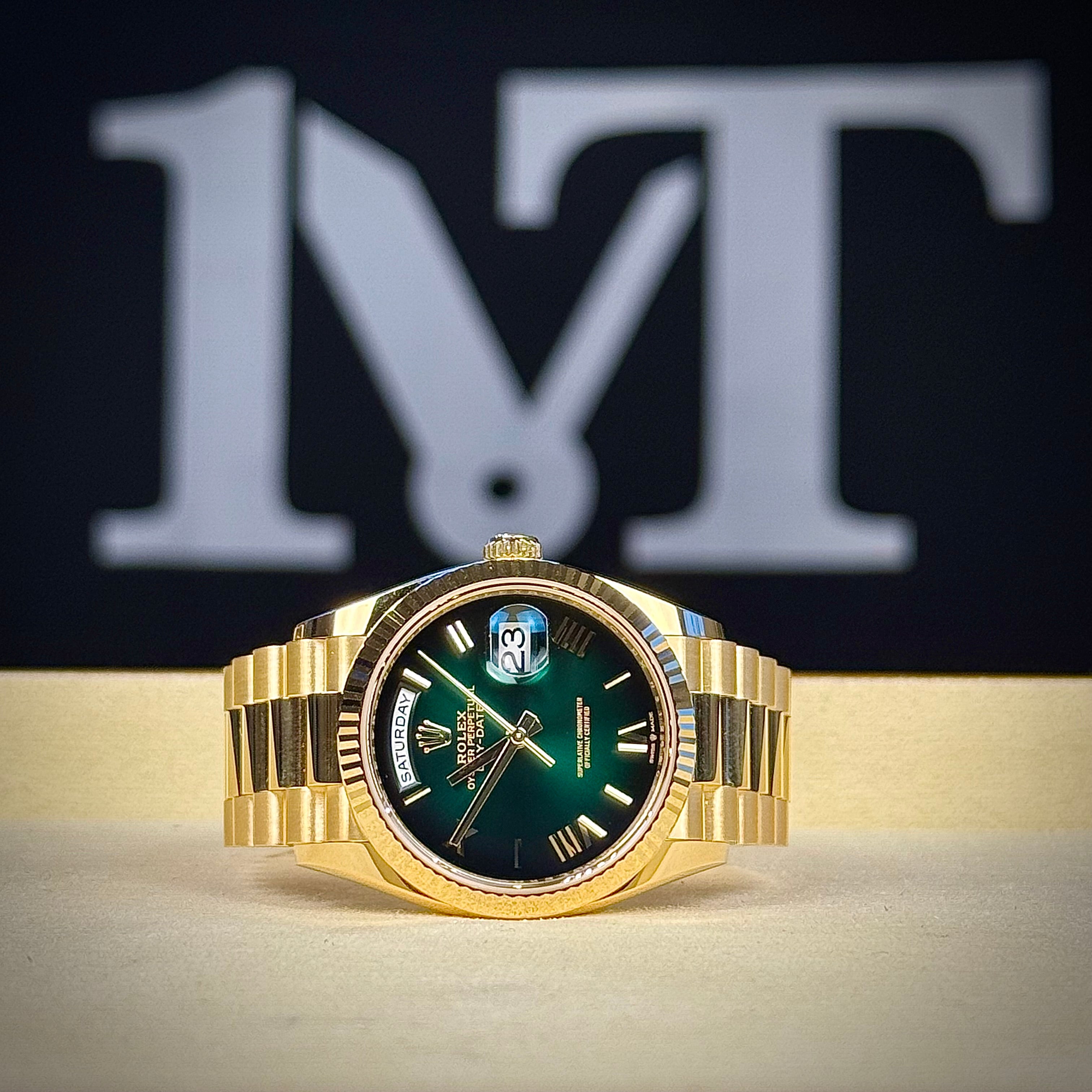 Rolex Day-Date 36 Green Ombré Roman Dial 128238