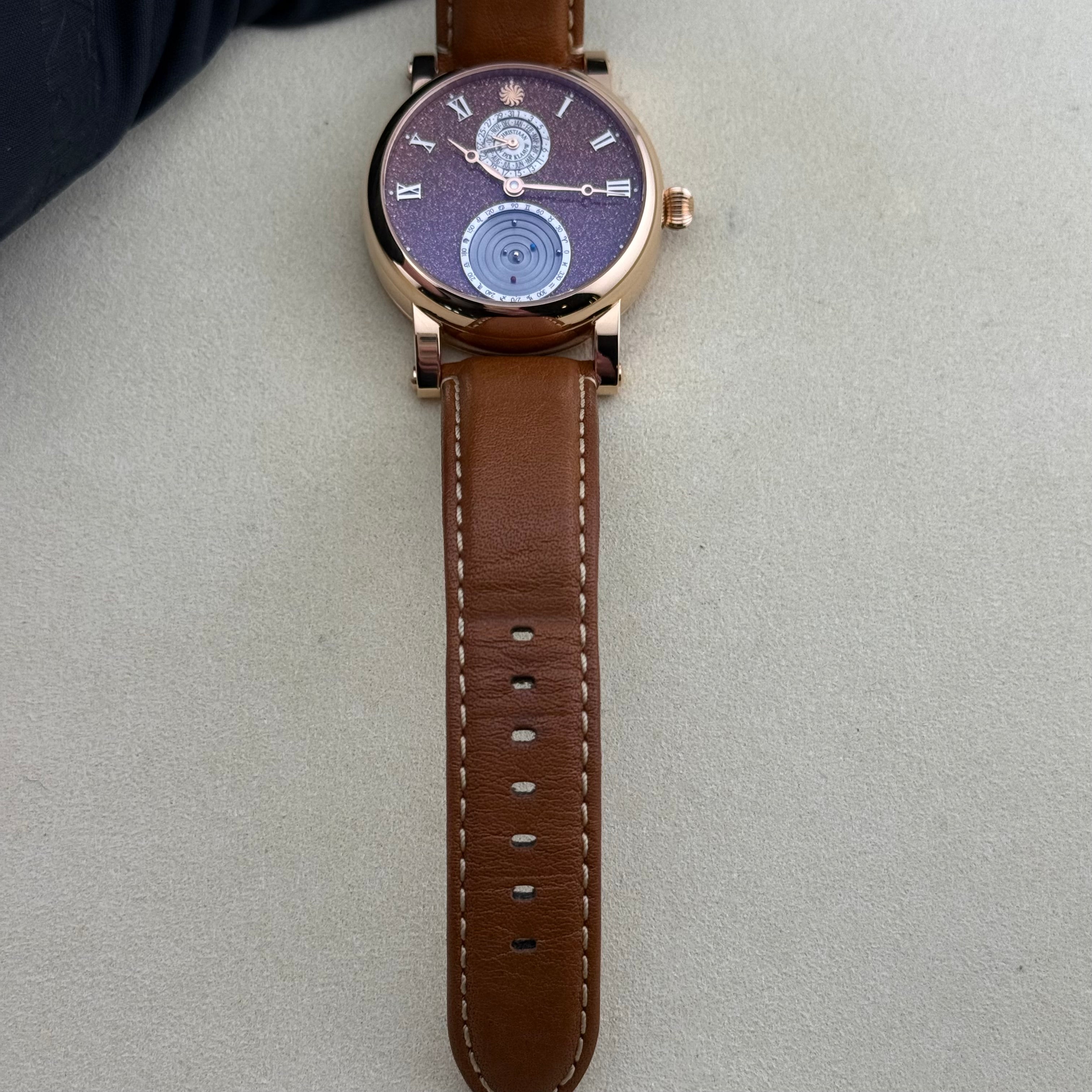 Christiaan Van Der Klaauw Planetarium Dunes of Mars Red aventurine glass with rodiumnized roman numerals Dial CKPM1105