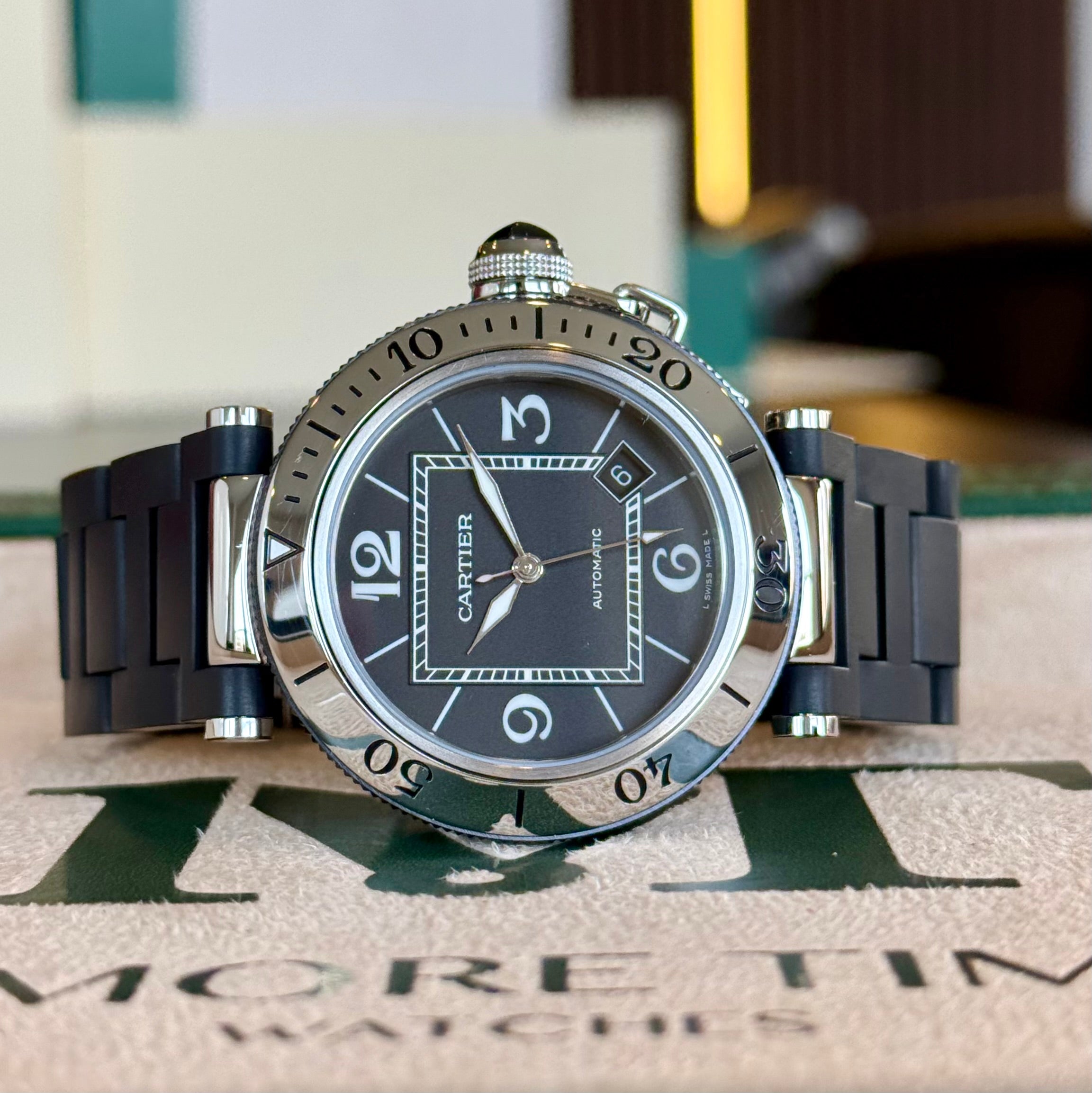 Cartier Pasha Seatimer Black, Arabic numerals Dial W31077U2